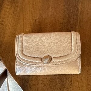 Coach Pebbled Leather Wallet - beige